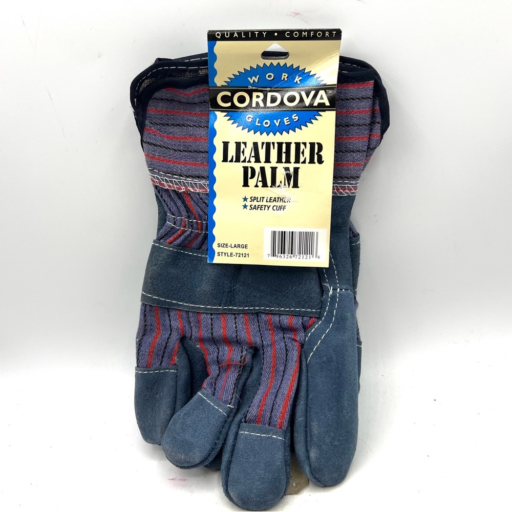 Leather Palm Work Gloves Large Safety Cuff  Cordova Safety